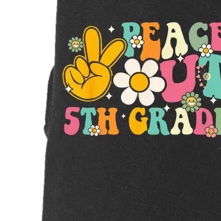 Peace Out 5th Grade Graduation Last Day Of School Groovy Doggie 3-End Fleece Hoodie