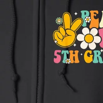 Peace Out 5th Grade Graduation Last Day Of School Groovy Full Zip Hoodie