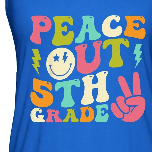 Peace Out 5th Grade Groovy Graduation Last Day of School Ladies Essential Flowy Tank