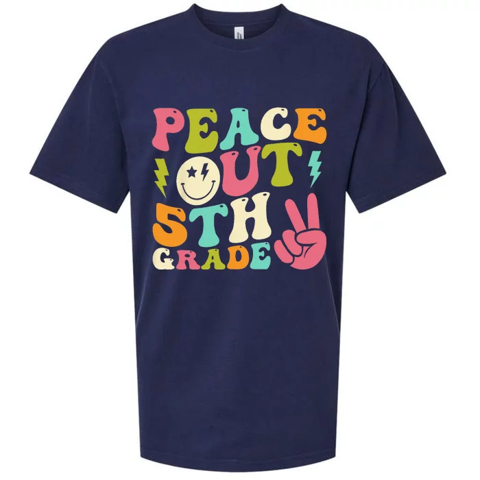 Peace Out 5th Grade Groovy Graduation Last Day of School Sueded Cloud Jersey T-Shirt