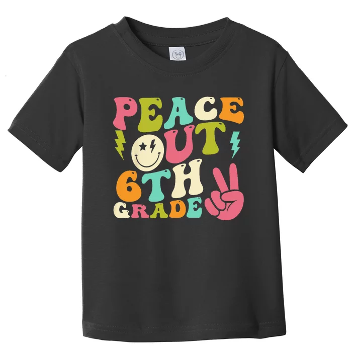 Peace Out 6th Grade Groovy Graduation Last Day of School Toddler T-Shirt