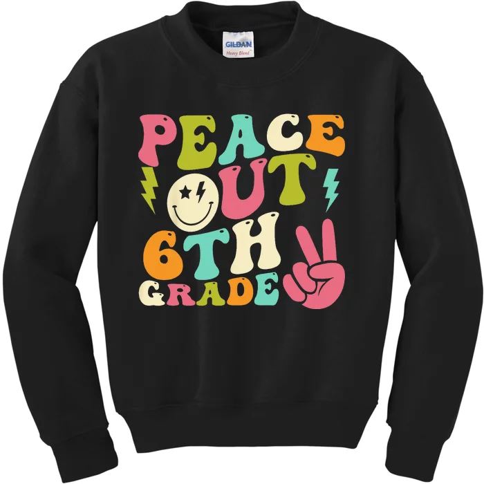 Peace Out 6th Grade Groovy Graduation Last Day of School Kids Sweatshirt