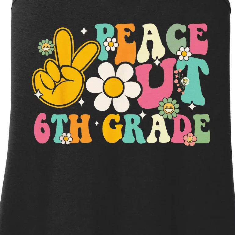 Peace Out 6th Grade Graduation Last Day Of School Groovy Ladies Essential Tank