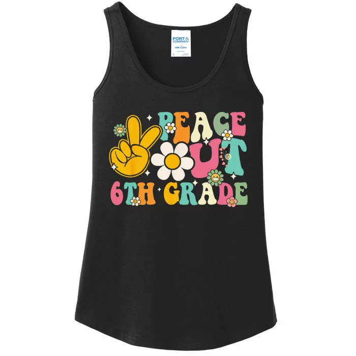 Peace Out 6th Grade Graduation Last Day Of School Groovy Ladies Essential Tank