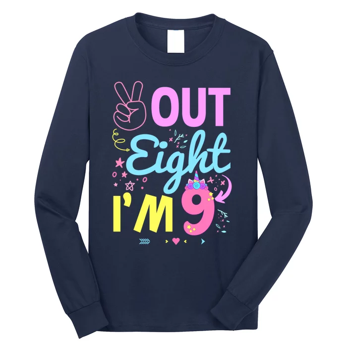 Peace Out 8 IM 9 Years Old 9th Happy Birthday For Boy Girl Long Sleeve Shirt