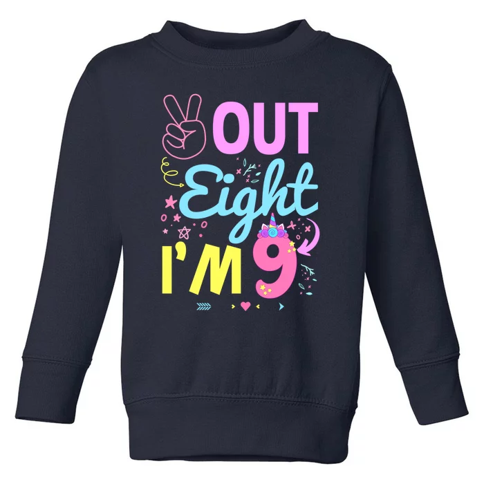 Peace Out 8 IM 9 Years Old 9th Happy Birthday For Boy Girl Toddler Sweatshirt