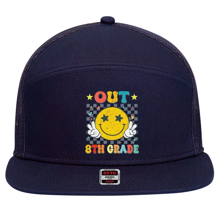 Peace Out 8th Grade Graduate Graduation Last Day Of School 7 Panel Mesh Trucker Snapback Hat