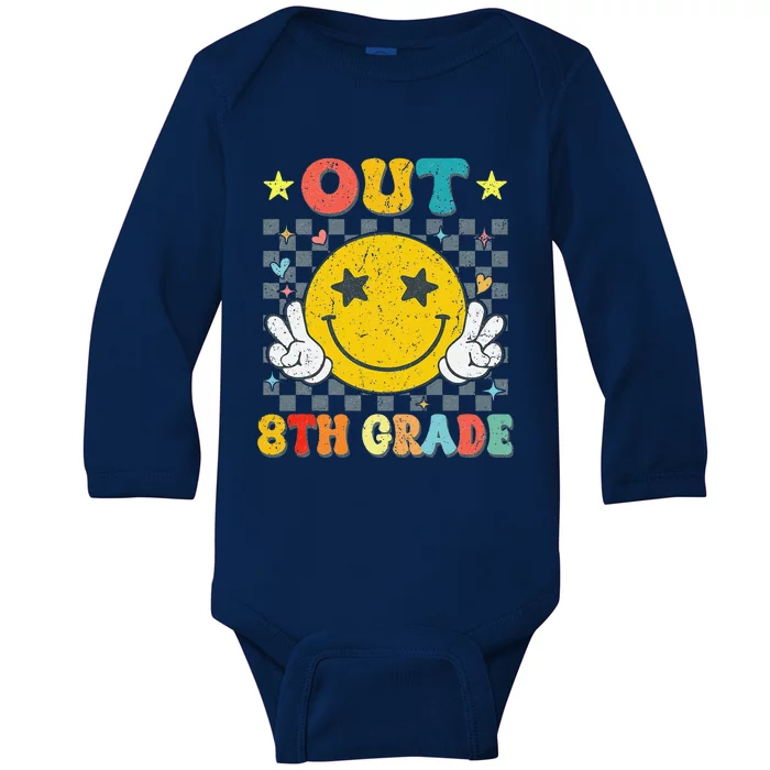 Peace Out 8th Grade Graduate Graduation Last Day Of School Baby Long Sleeve Bodysuit