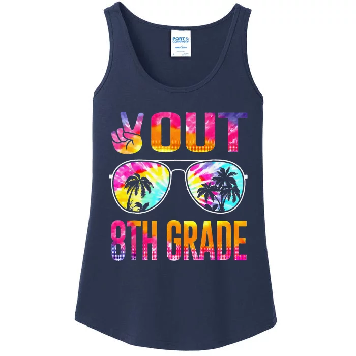 Peace Out 8th Grade Tie Dye Graduation Last Day Of School Ladies Essential Tank