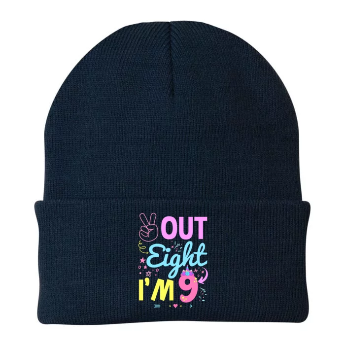 Peace Out 8 Im 9 Years Old 9th Happy Birthday For Boy Girl Knit Cap Winter Beanie