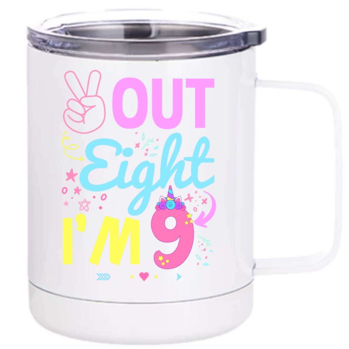 Peace Out 8 Im 9 Years Old 9th Happy Birthday For Boy Girl Front & Back 12oz Stainless Steel Tumbler Cup