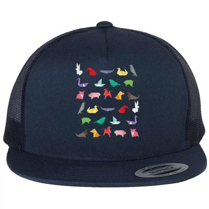 Paper Origami Animals Gifts for Origami Lovers Japanese Art Flat Bill Trucker Hat