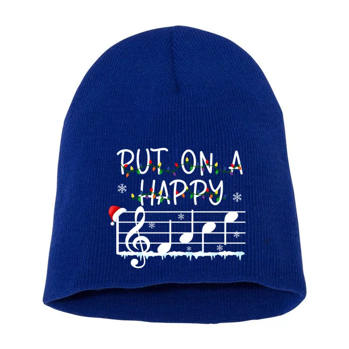 Put On A Happy Music Teacher Gift Short Acrylic Beanie