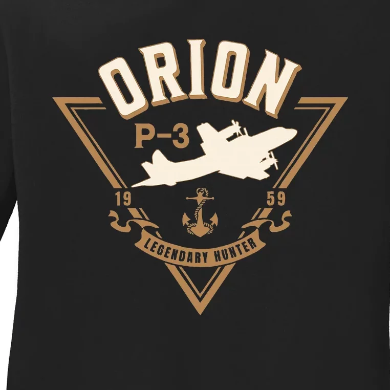 P3 Orion Antisubmarine Warfare Naval Patrol Aircraft Ladies Long Sleeve Shirt