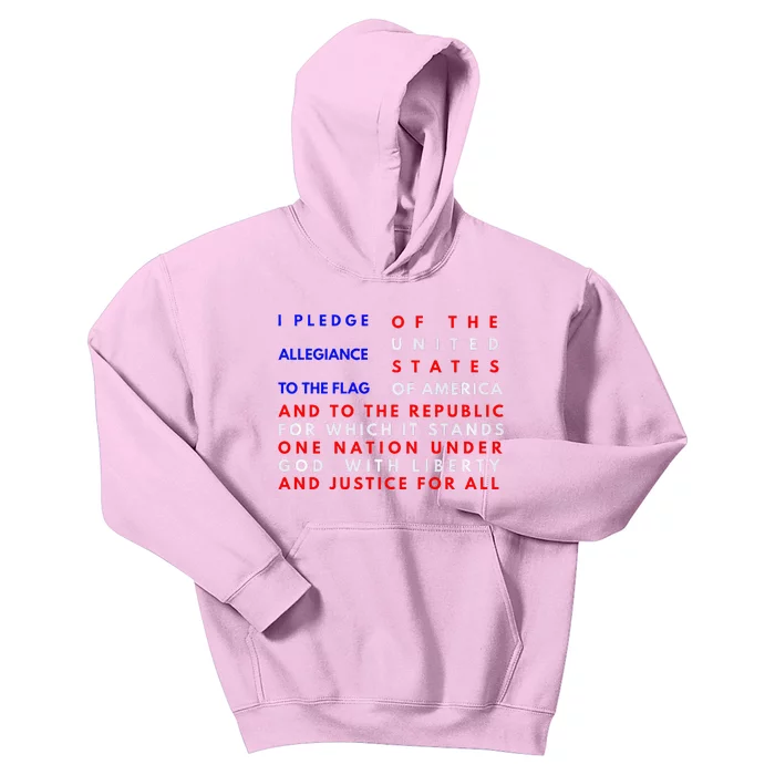 Pledge Of Allegiance Flag Patriotic Independence July 4th Kids Hoodie