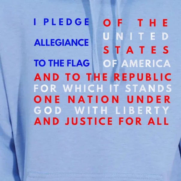 Pledge Of Allegiance Flag Patriotic Independence July 4th Unisex Surf Hoodie