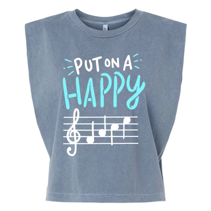 Put On A Happy Music Garment-Dyed Women's Muscle Tee