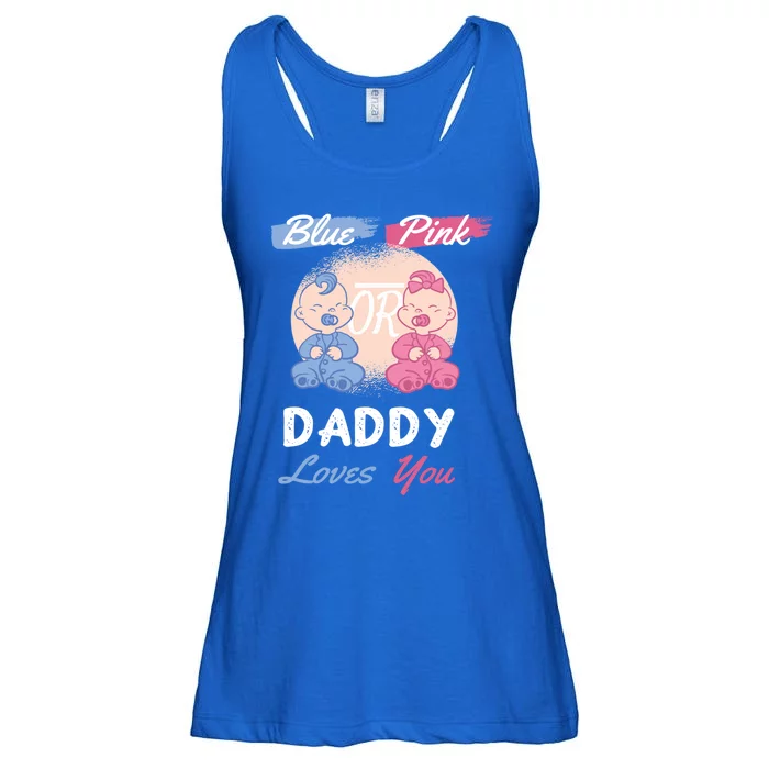 Pink Or Blue Daddy Loves You Gender Reveal Party Shower Gift Ladies Essential Flowy Tank