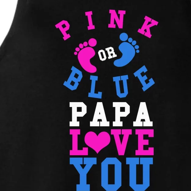 Pink Or Blue Papa Loves You Gift Gender Reveal Great Gift Ladies Tri-Blend Wicking Tank