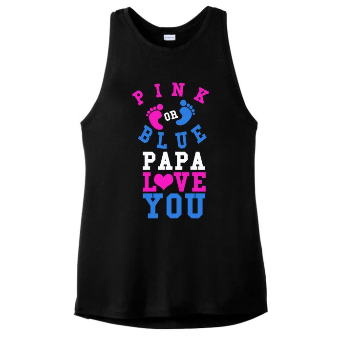 Pink Or Blue Papa Loves You Gift Gender Reveal Great Gift Ladies Tri-Blend Wicking Tank