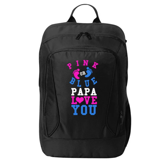 Pink Or Blue Papa Loves You Gift Gender Reveal Great Gift City Backpack