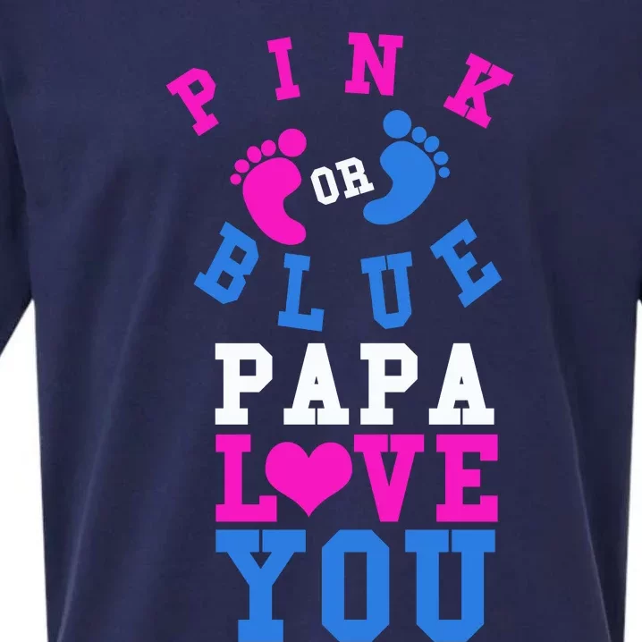 Pink Or Blue Papa Loves You Gift Gender Reveal Great Gift Sueded Cloud Jersey T-Shirt