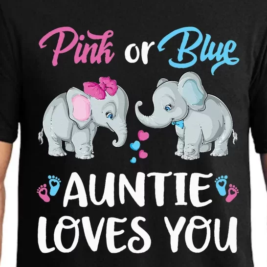 Pink Or Blue Auntie Loves You Elephants Gender Reveal Family Pajama Set