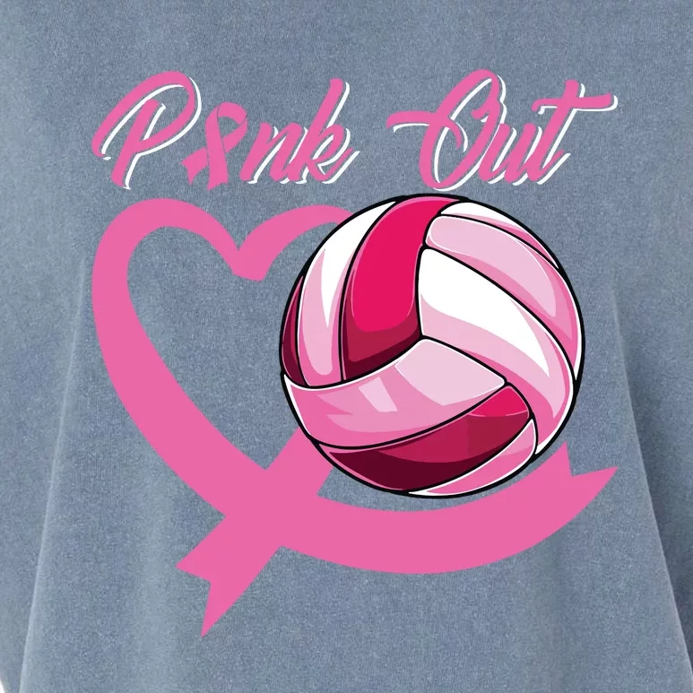 Pink Out Breast Cancer Pink Ribbon Heart Volleyball Ball Garment-Dyed Women's Muscle Tee