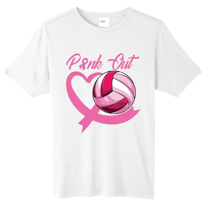 Pink Out Breast Cancer Pink Ribbon Heart Volleyball Ball ChromaSoft Performance T-Shirt