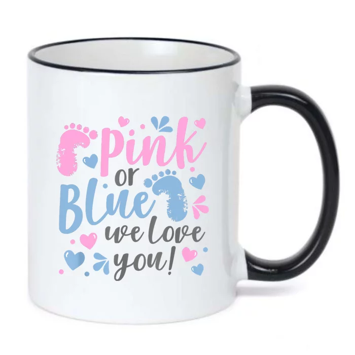 Pink Or Blue We Love You Gender Reveal Baby Shower Gift Black Color Changing Mug