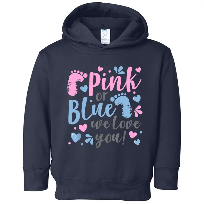 Pink Or Blue We Love You Gender Reveal Baby Shower Gift Toddler Hoodie