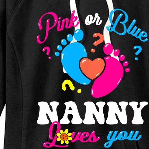 Pink Or Blue Nanny Loves You Baby Gender Reveal Women's Fleece Hoodie