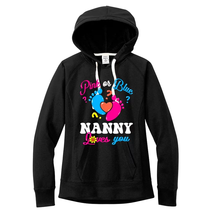 Pink Or Blue Nanny Loves You Baby Gender Reveal Women's Fleece Hoodie