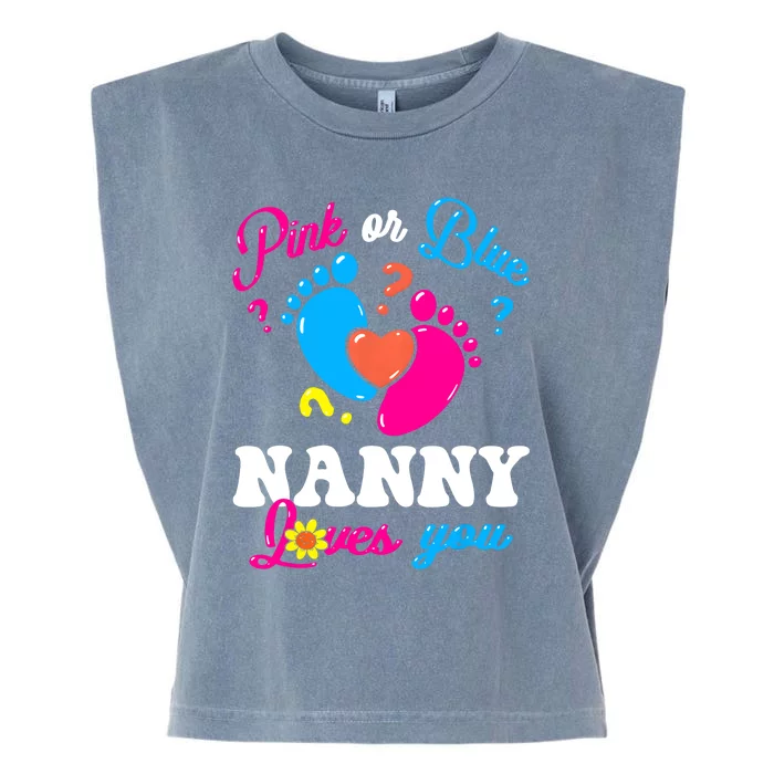 Pink Or Blue Nanny Loves You Baby Gender Reveal Garment-Dyed Women's Muscle Tee