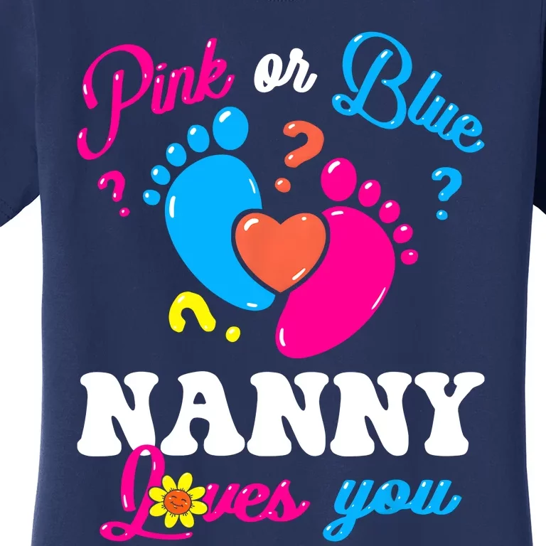 Pink Or Blue Nanny Loves You Baby Gender Reveal Women's T-Shirt