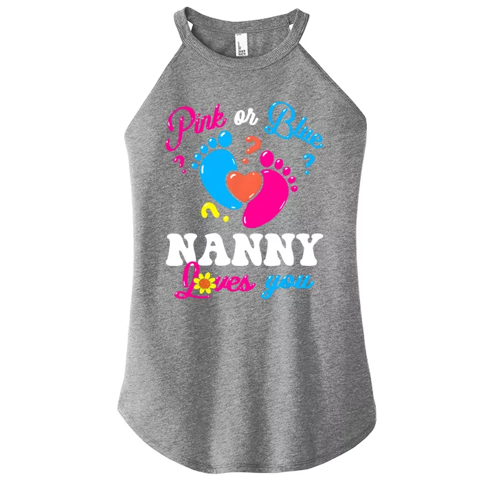 Pink Or Blue Nanny Loves You Baby Gender Reveal Women’s Perfect Tri Rocker Tank