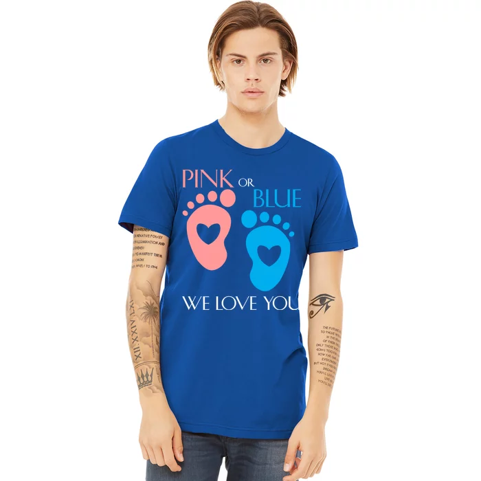 Pink Or Blue We Love You Or Gender Reveal Gift Meaningful Gift Premium T-Shirt