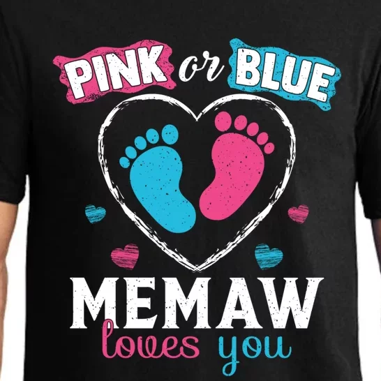 Pink Or Blue Memaw Loves You Gender Reveal Memaw Gift Pajama Set