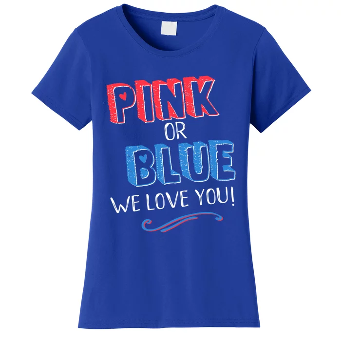 Pink Or Blue We Love You Gender Reveal Announcet Matching Cute Gift Women's T-Shirt