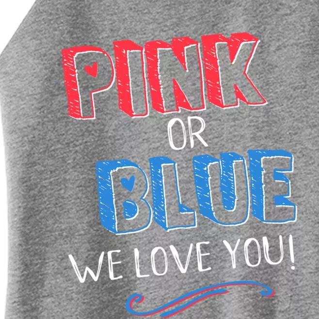 Pink Or Blue We Love You Gender Reveal Announcet Matching Cute Gift Women’s Perfect Tri Rocker Tank