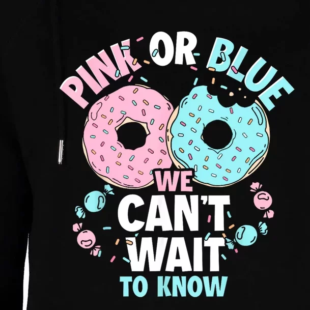 Pink Or Blue We Cant Wait To Know Donut Gender Reveal Womens Funnel Neck Pullover Hood