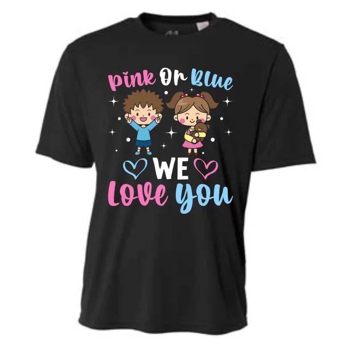 Pink Or Blue We Love You Gender Reveal Announcet Gift Cooling Performance Crew T-Shirt