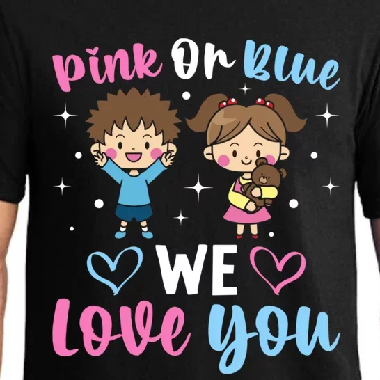 Pink Or Blue We Love You Gender Reveal Announcet Gift Pajama Set