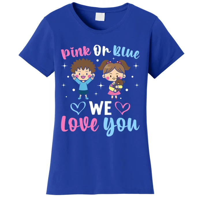 Pink Or Blue We Love You Gender Reveal Announcet Gift Women's T-Shirt