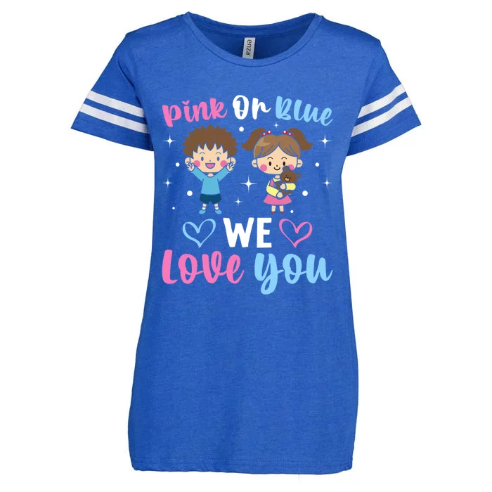 Pink Or Blue We Love You Gender Reveal Announcet Gift Enza Ladies Jersey Football T-Shirt