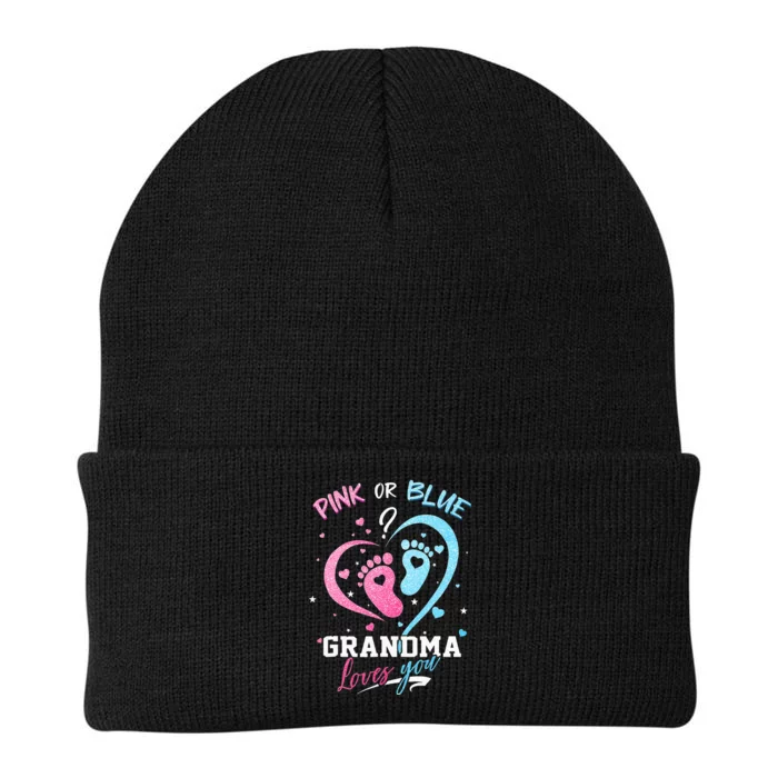 Pink Or Blue Grandma Loves You Gender Reveal Baby Gifts Mom Knit Cap Winter Beanie