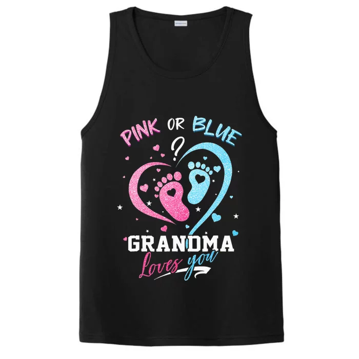 Pink Or Blue Grandma Loves You Gender Reveal Baby Gifts Mom Performance Tank