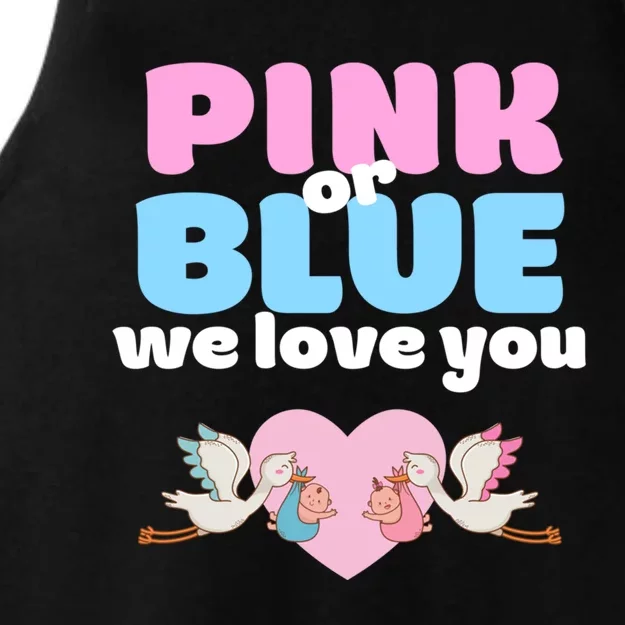 Pink Or Blue We Love You Gender Reveal Party Gift Ladies Tri-Blend Wicking Tank