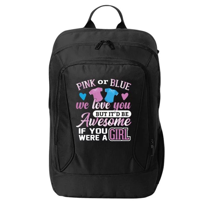 Pink Or Blue We Love You Gender Reveal Cute Gift City Backpack