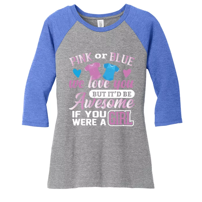 Pink Or Blue We Love You Gender Reveal Cute Gift Women's Tri-Blend 3/4-Sleeve Raglan Shirt